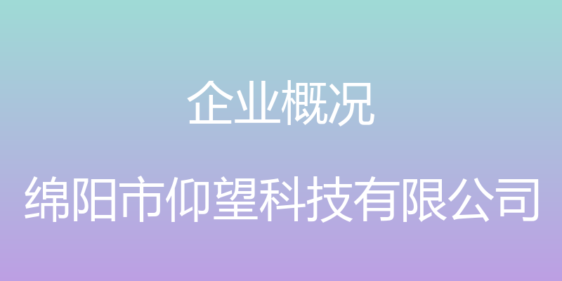 企业概况 - 绵阳市仰望科技有限公司